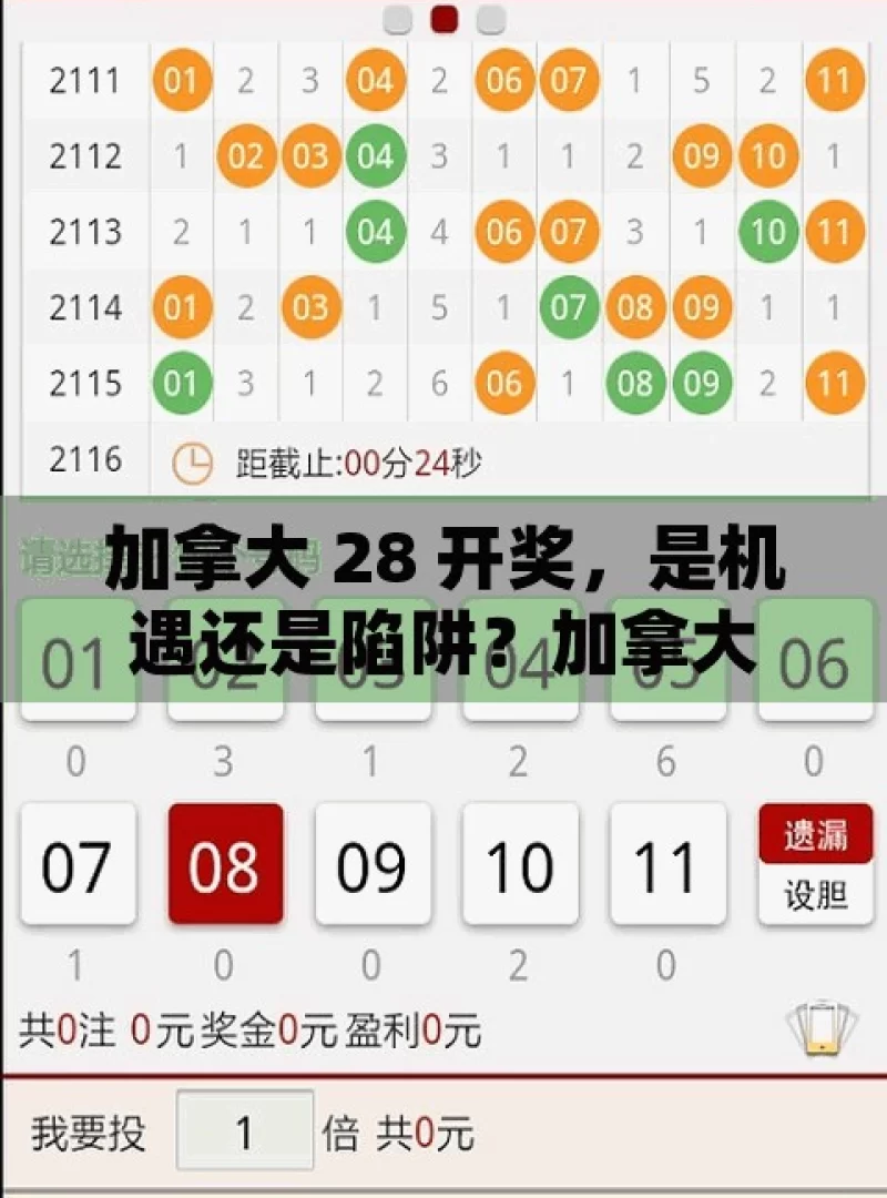 加拿大 28 开奖，是机遇还是陷阱？加拿大28开奖，你了解多少？