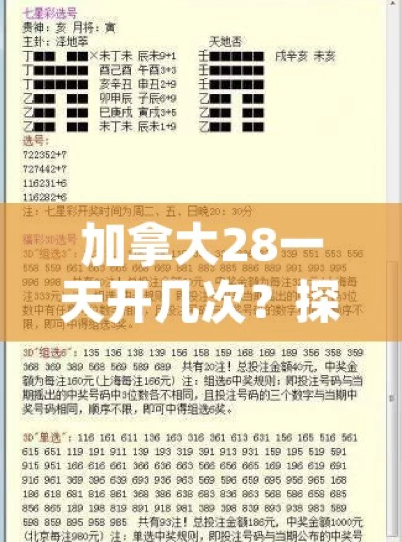 加拿大28一天开几次？探寻其中的奥秘